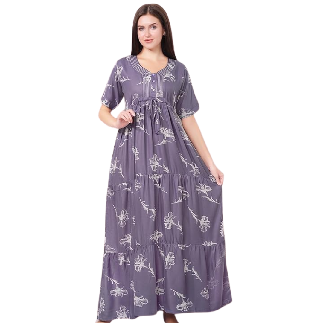 Soft Printed Nighty Style Maxi Frock